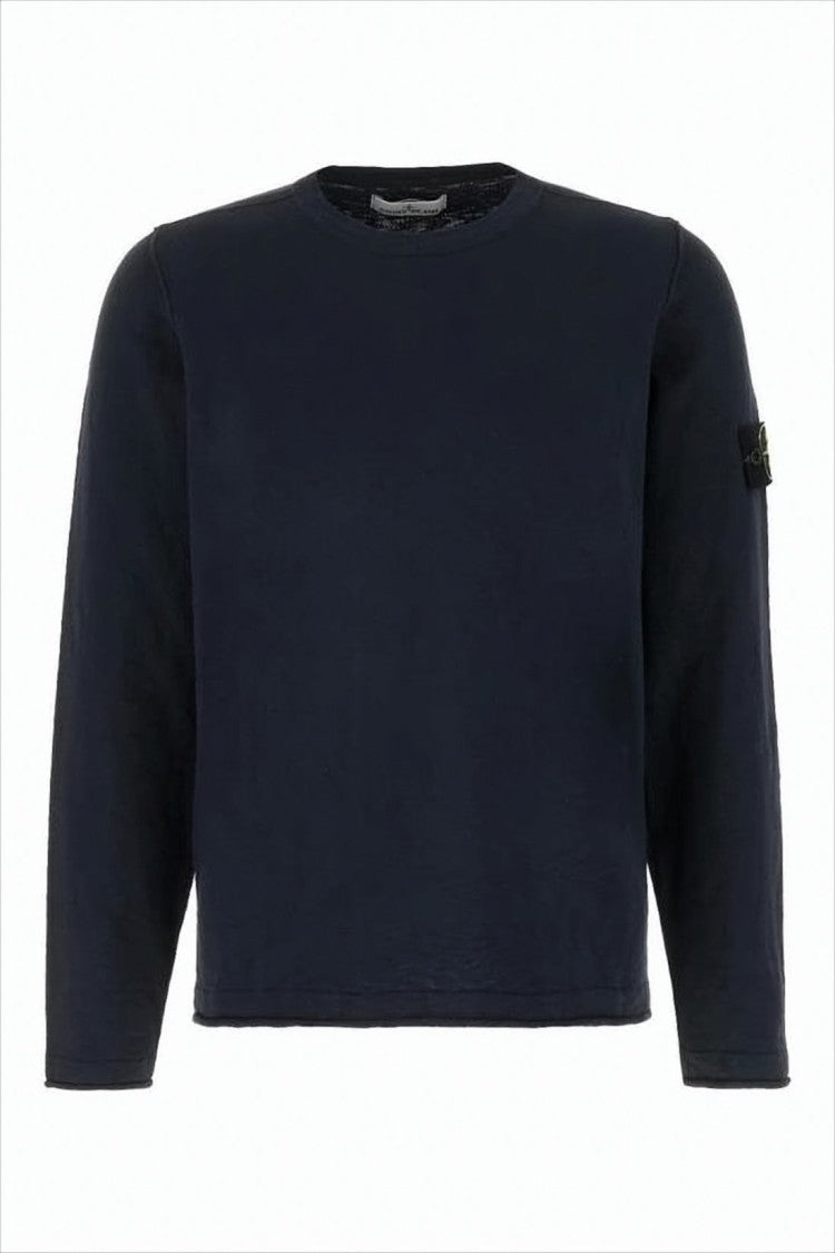 Stone Island Relaxed Fit Black Sweater With Crew Neck Design