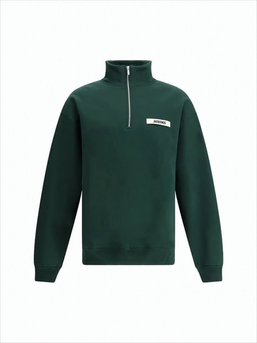 Jacquemus Long-Sleeve High-Collar Pullover With Half-Zip Closure