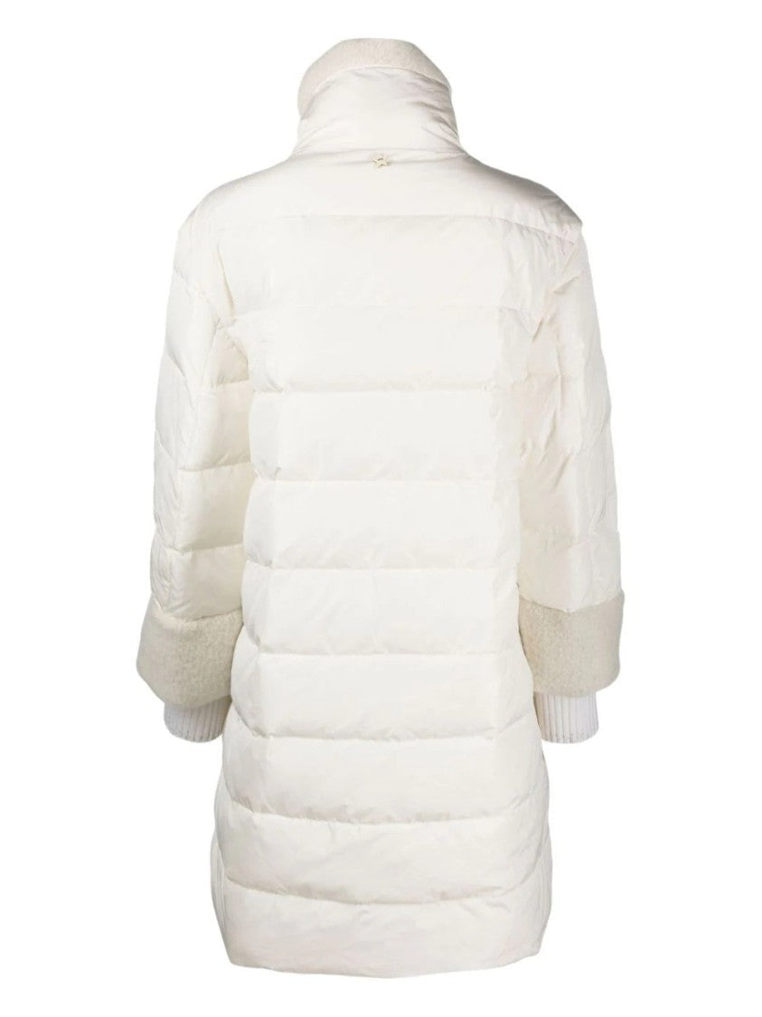 Lorena Antoniazzi Quilted Long Puffer Coat With Faux Shearling Trim