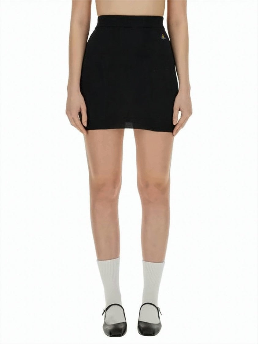 Vivienne Westwood Fitted Black Mini Skirt With Subtle Flare