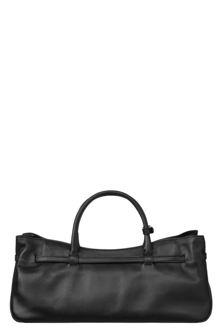 Margesherwood Black Grandma Used Zipped Vintage Leather Top-Handle Bag