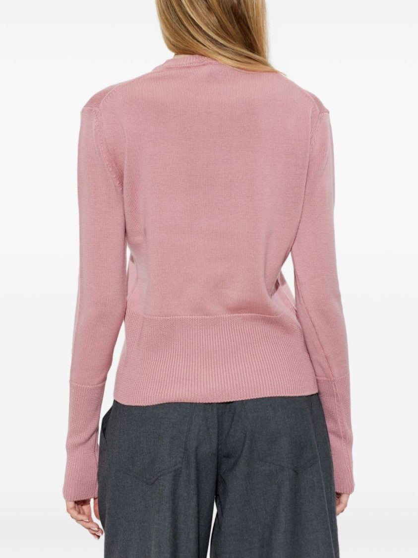 Vivienne Westwood Fitted Pink Knit Sweater With Ribbed Details