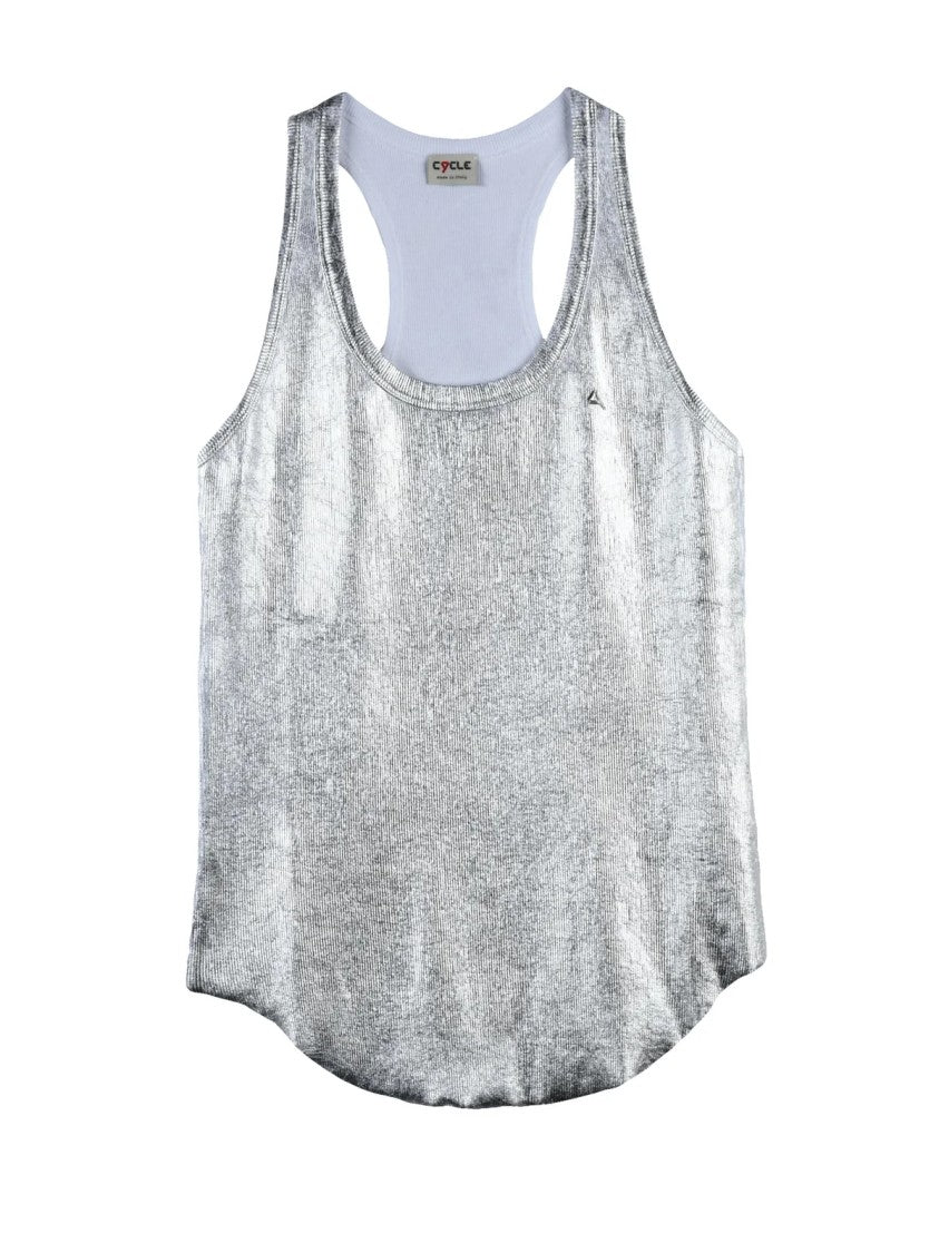 Cycle Silver Metallic Racerback Tank Top