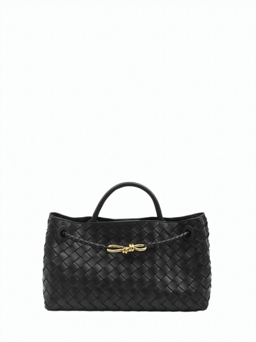 Bottega Veneta Rectangular Woven Lambskin Crossbody Bag With Gold-Tone Knot
