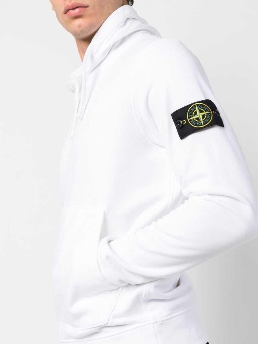 Stone Island Organic Cotton Fleece Hoodie With Logo Badge