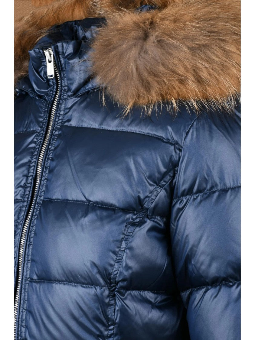 Bomboogie Blue Quilted Polyester-Blend Long Down Jacket