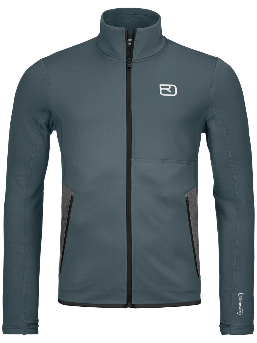 Ortovox Blue Fleece Jacket Fitted High Collar Fleece
