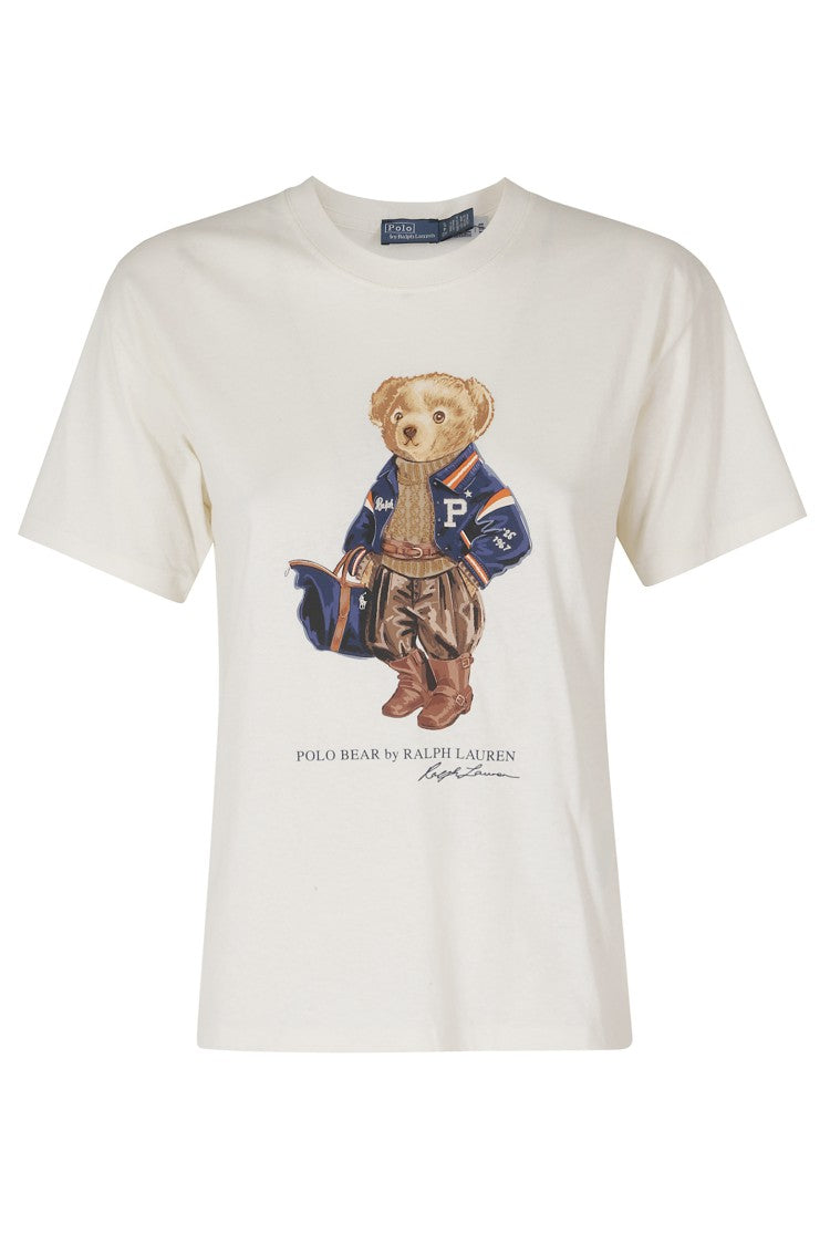 Polo Ralph Lauren White Bear Print Cotton Crewneck T-Shirt
