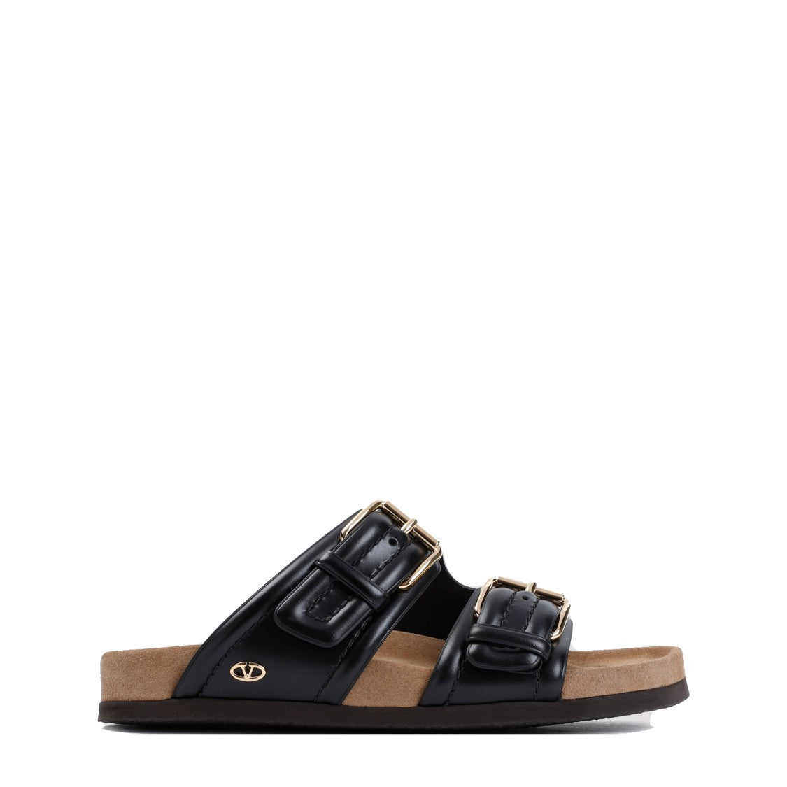 Valentino Fussfriend Slide Black Calf Leather Sandals