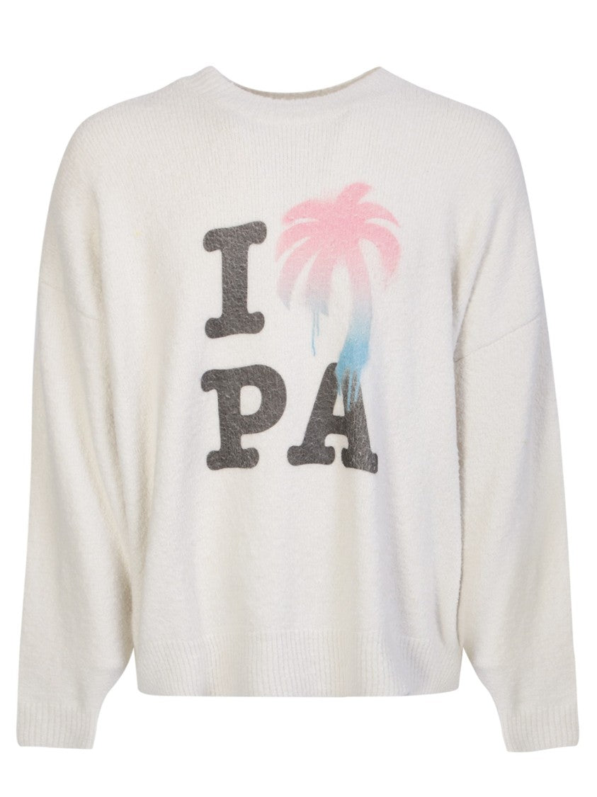 Palm Angels White Palm-Tree Jumper