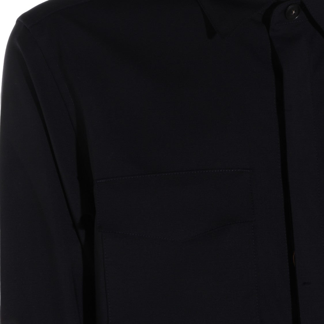 Canali Black Jacket With Stand Collar And Chest Pocket