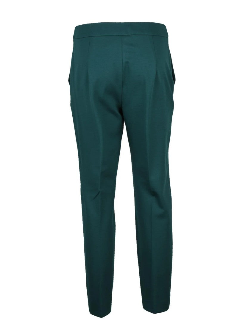 Max Mara Cropped Green Trousers With Tailored Silhouette And Stretch Fabric