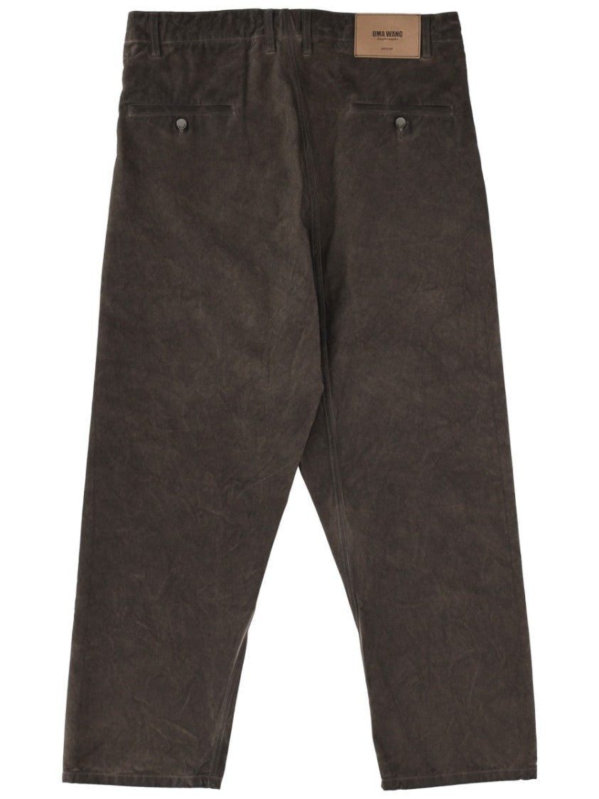 Uma Wang Brown Cotton Relaxed Drawstring Pants