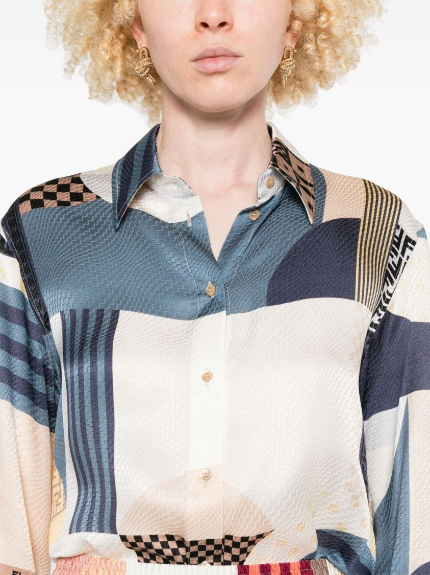 Fendi Silk Jacquard Crêpe Short-Sleeved Shirt