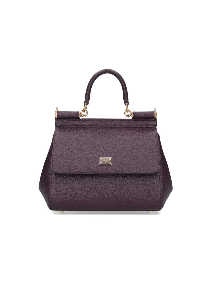Dolce & Gabbana Sicily Wine Red Small Calfskin Shoulder Bag
