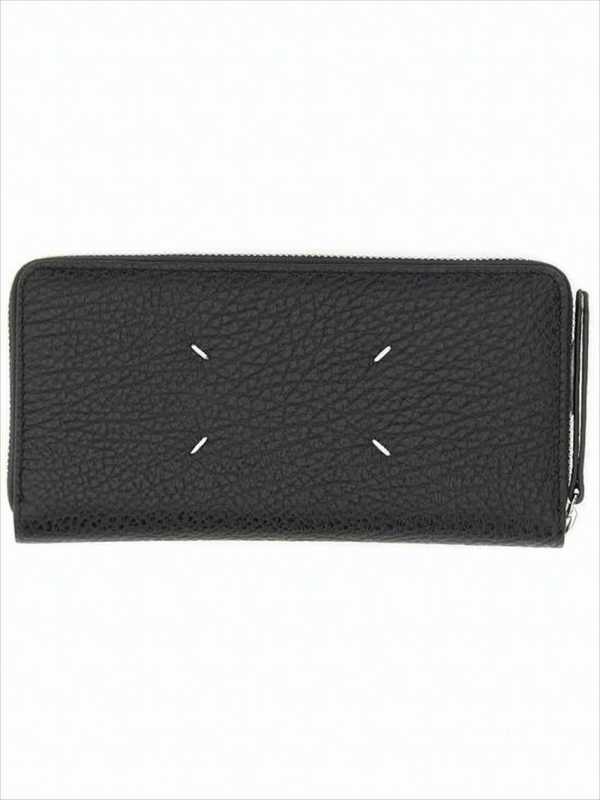 Maison Margiela Textured Calf Leather Long Wallet With Zip-Around Closure