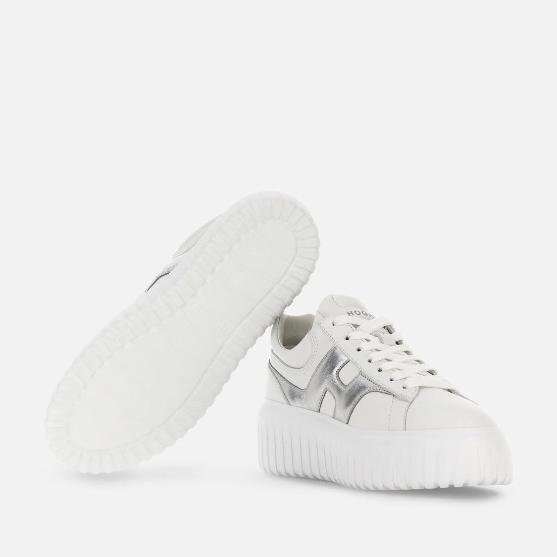 Hogan H-Stripes Lace-Up Sneakers In Sheepskin And Calfskin