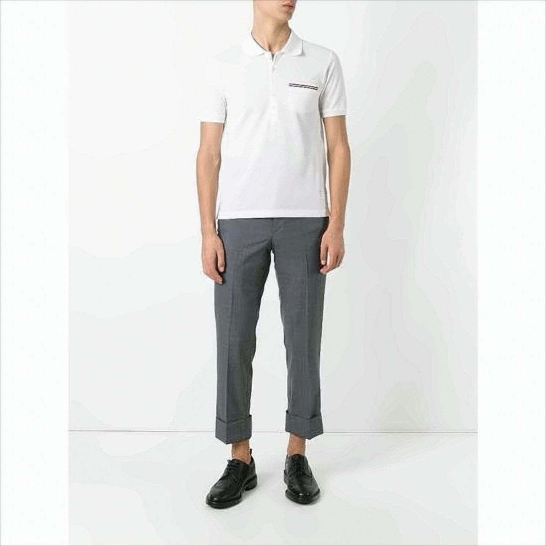 Thom Browne Short-Sleeve Polo Shirt With Tricolor Trim
