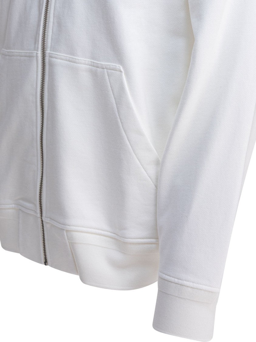 C.P. Company White Full Zip Sweatshirt With Brushed Cotton Fleece