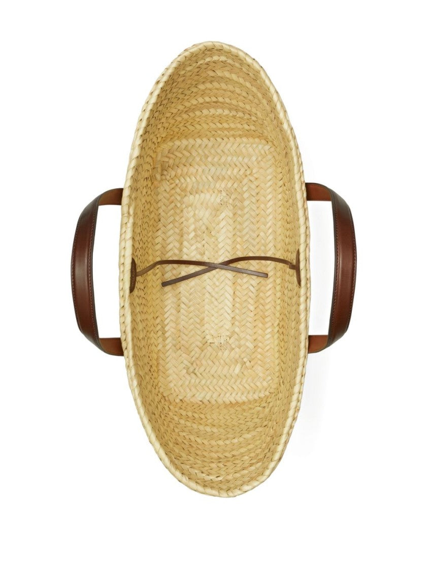 Tory Burch Woven Raffia Tote Bag With Leather Frame