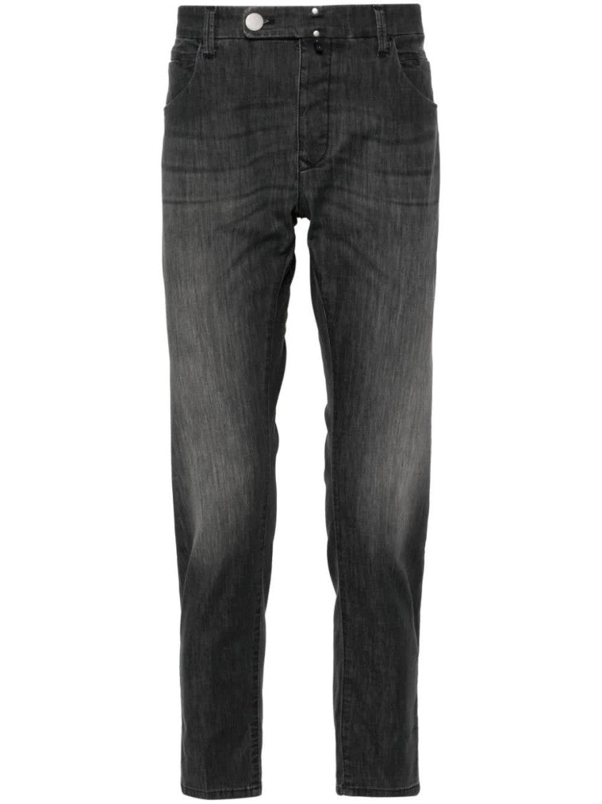 Incotex Black Pantalone Slim-Fit Washed Denim Pants