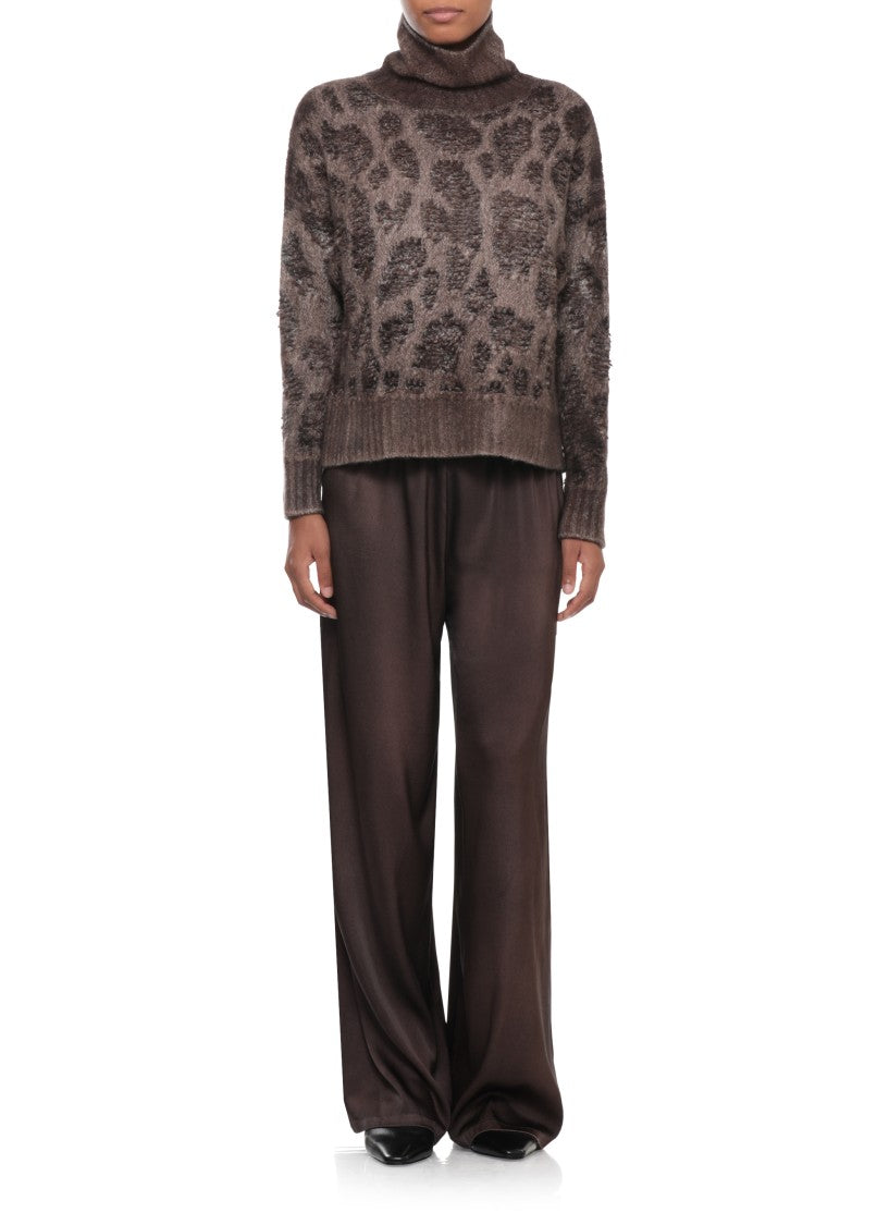 Avant Toi Brown Textured Knit High-Neck Sweater