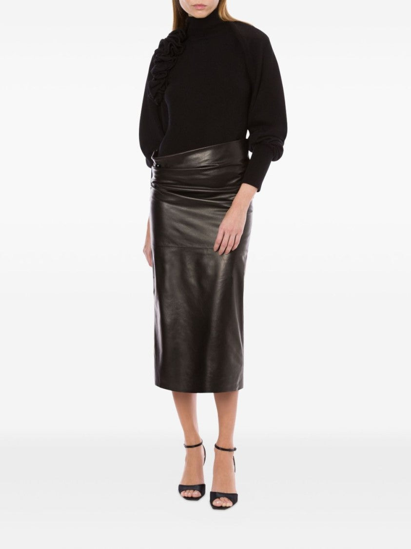 Alberta Ferretti Ruffled Floral Black Bolero With Ribbed Edges