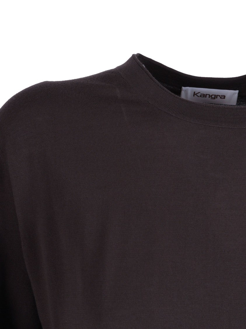 Kangra Cashmere Brown Short Sleeve Cotton T-Shirt