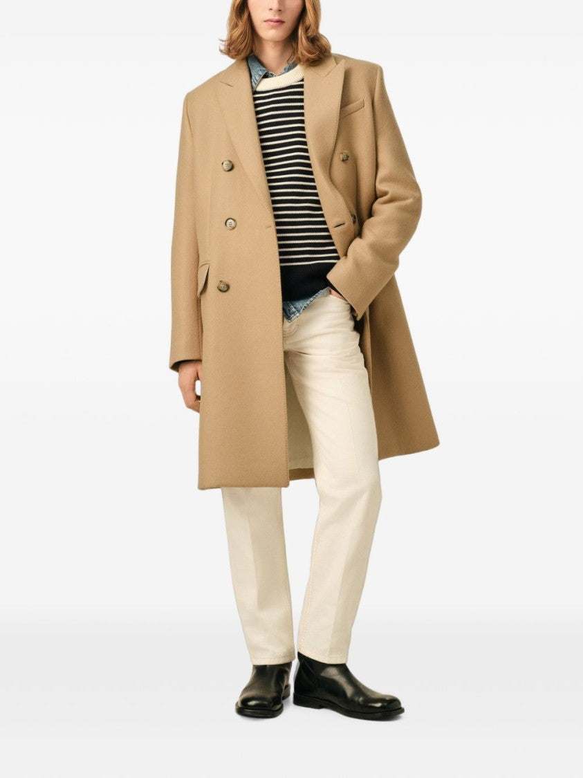 Ami Paris Double-Breasted Structured Coat With Wide Lapels