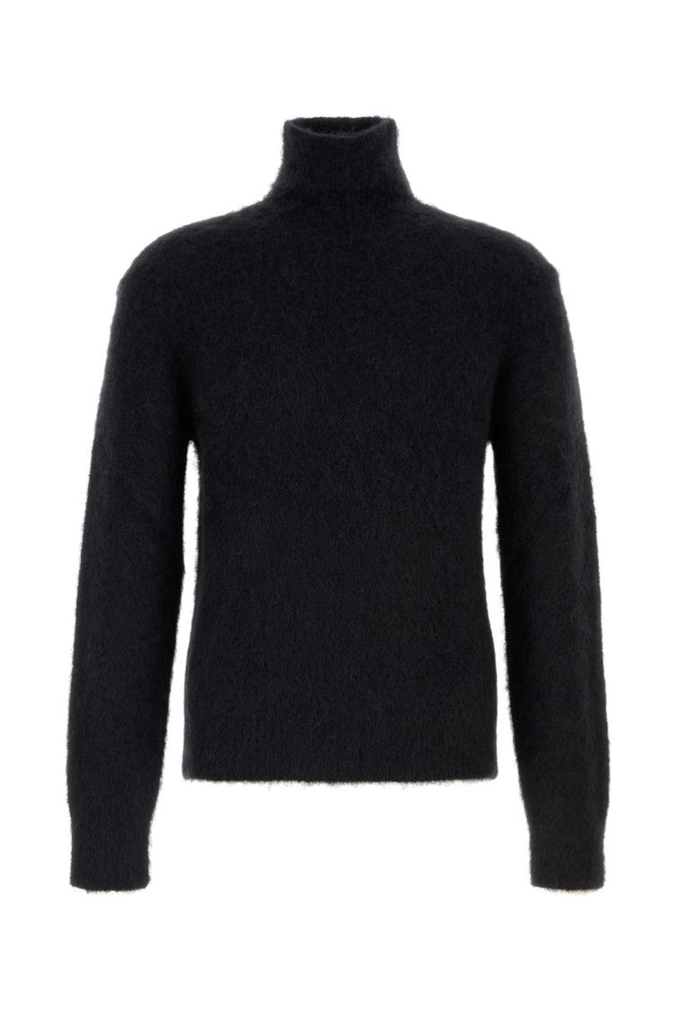Ami Black Stretch Mohair Blend Sweater