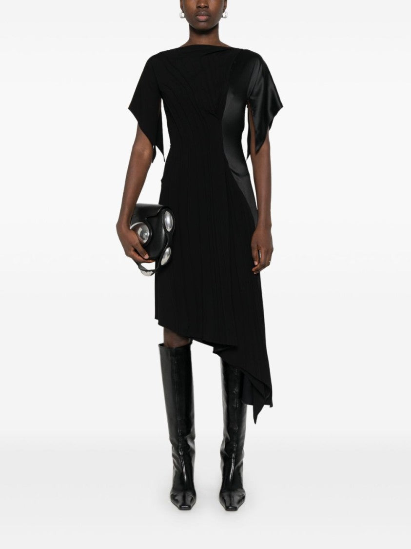 Mugler Asymmetrical Black Midi Dress