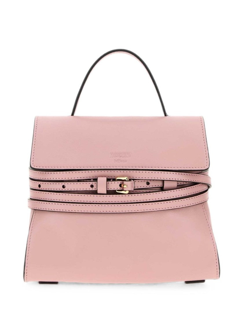 Moschino Smooth Belted Silk-Nylon Structured Handbag