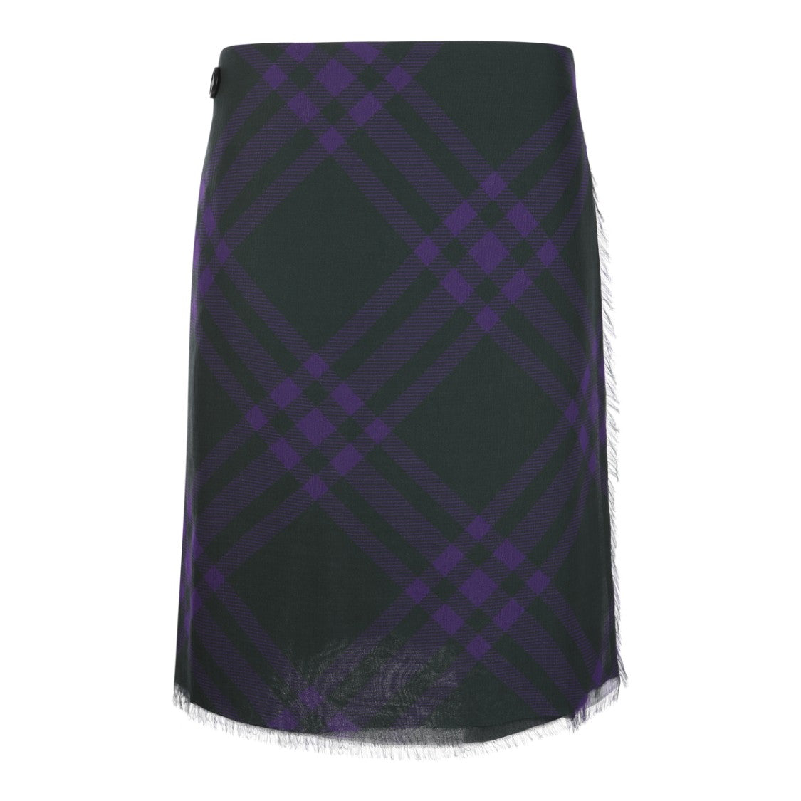 Burberry Deep Royal Vintage Check Wool Midi Skirt