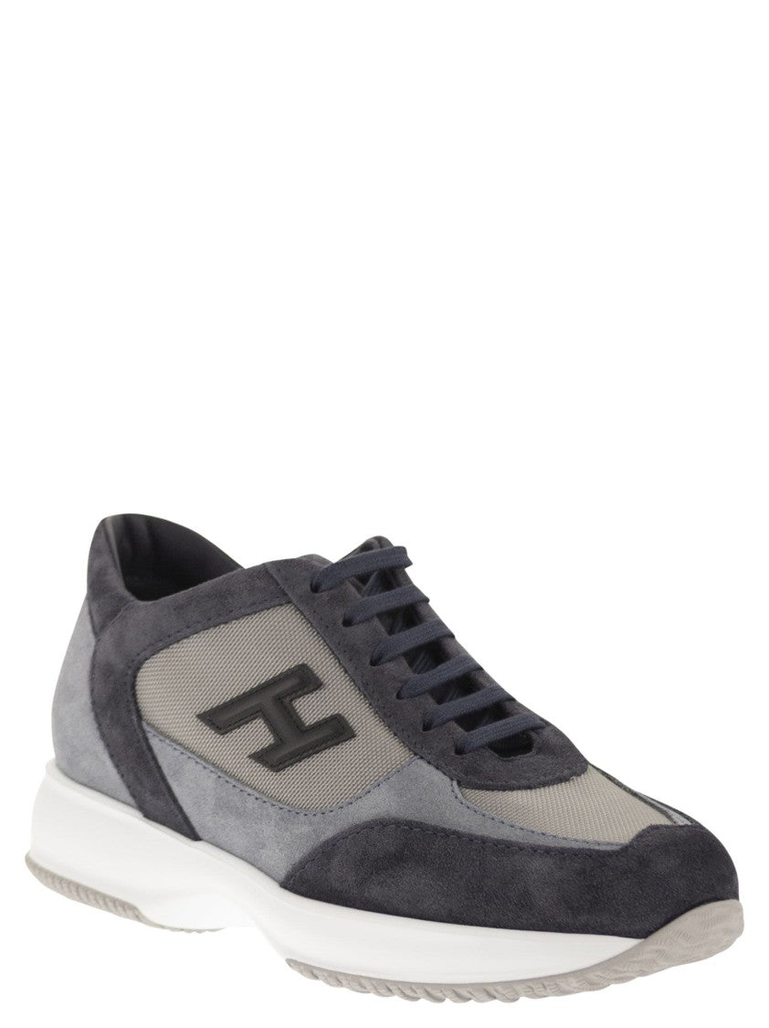 Hogan Contemporary Suede And Technical Fabric Trainers