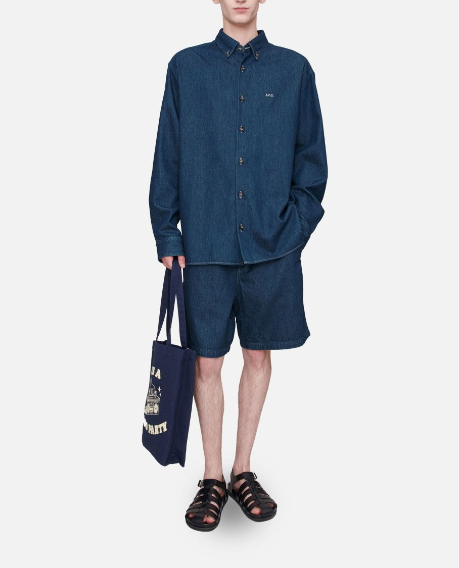 A.P.C. Button-Down Denim Shirt With Logo Detail