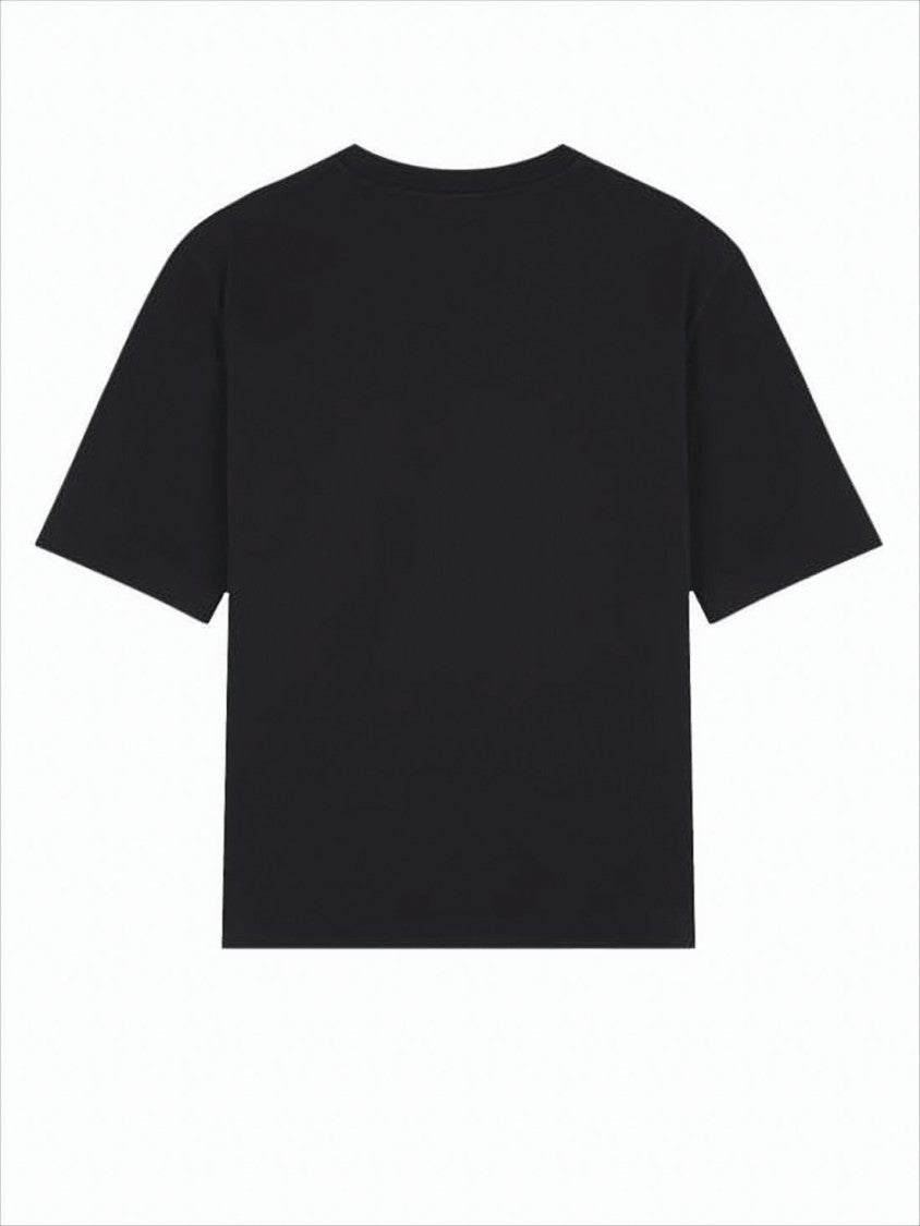 Maison Kitsuné Relaxed Fit Black Crew Neck T-Shirt With Embroidered Fox Emblem