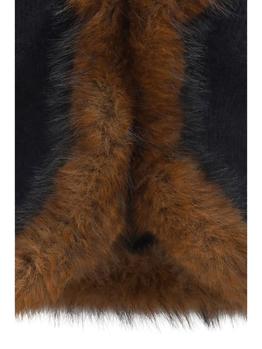 Self-Portrait Brown Faux Fur Trim Cropped Cardigan