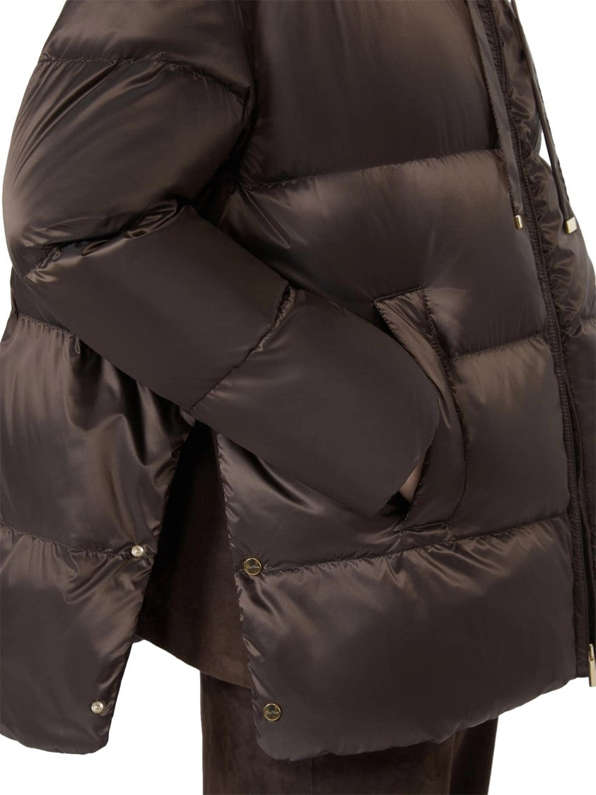 Max Mara Short Padded Coat With Glossy Finish And Snap Details