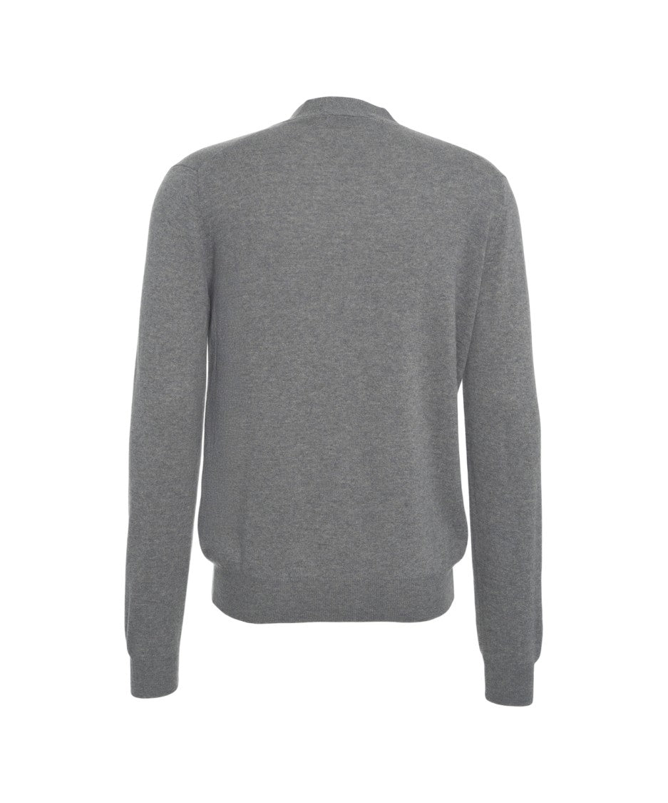 Gender V-Neck Cardigan With Button Closure And Ribbed Details