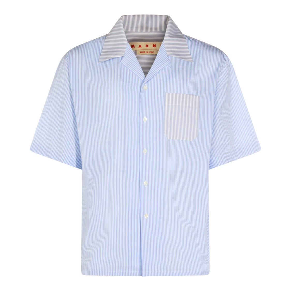 Marni Relaxed Fit Short-Sleeve Shirt With Striped Collar And Pocket