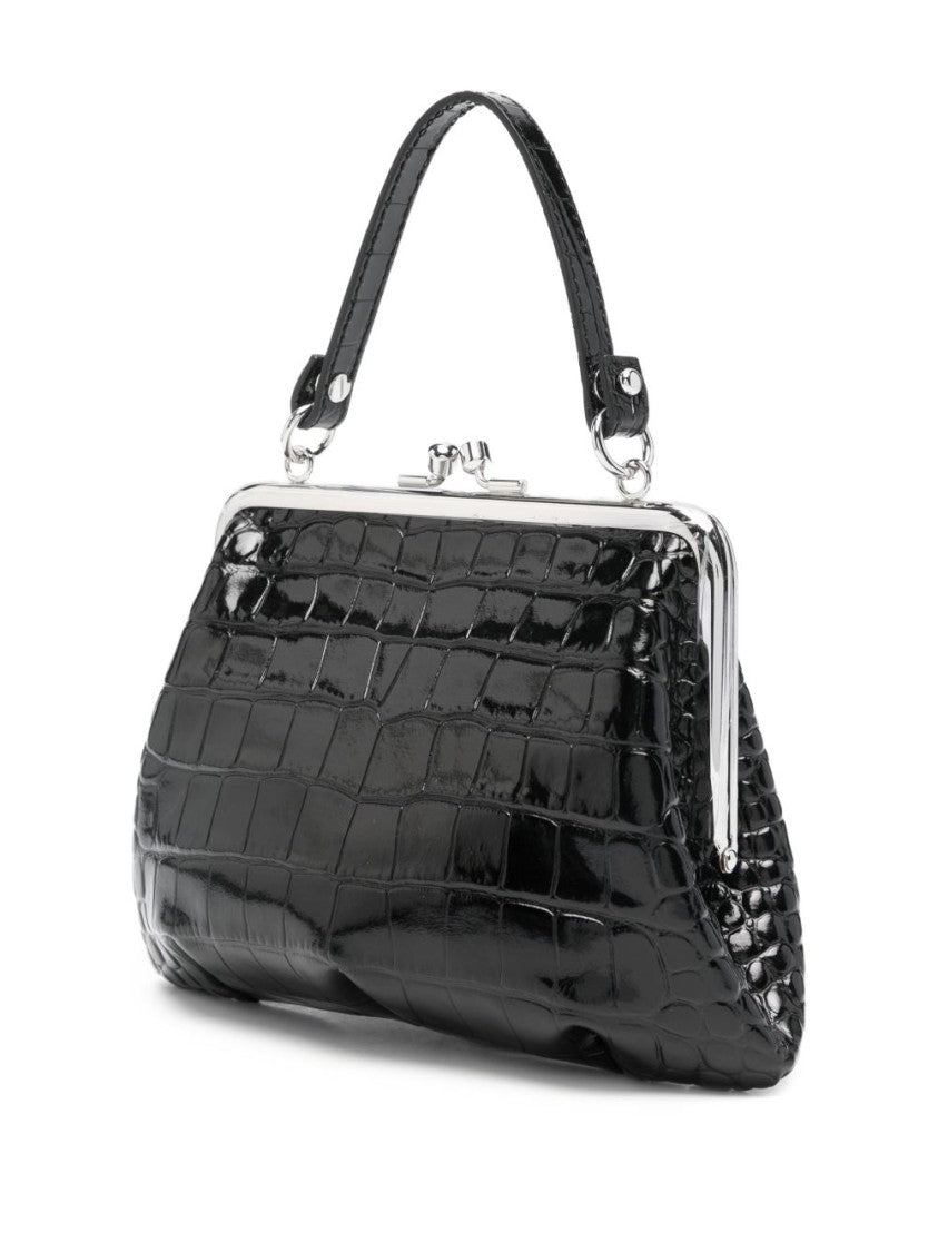 Vivienne Westwood Black Glossy Crocodile-Embossed Chain Wallet