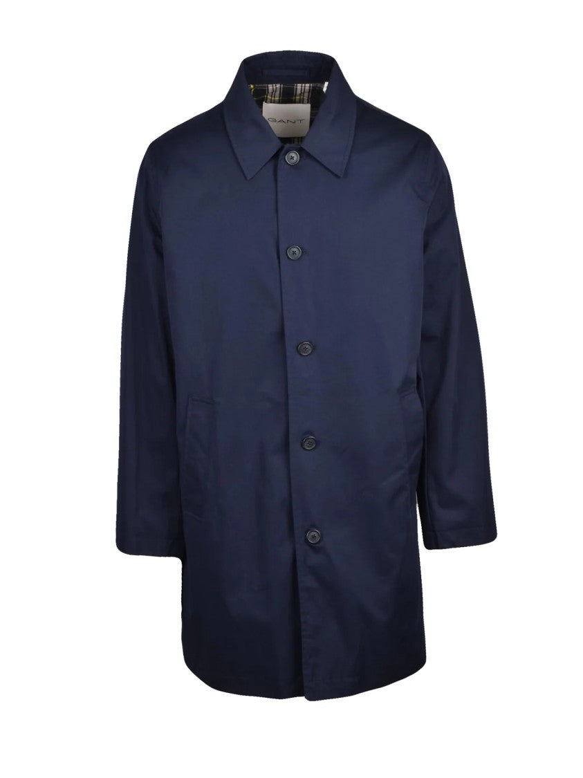 Gant Structured Cotton Car Coat With Button Closure And Distinctive Lining