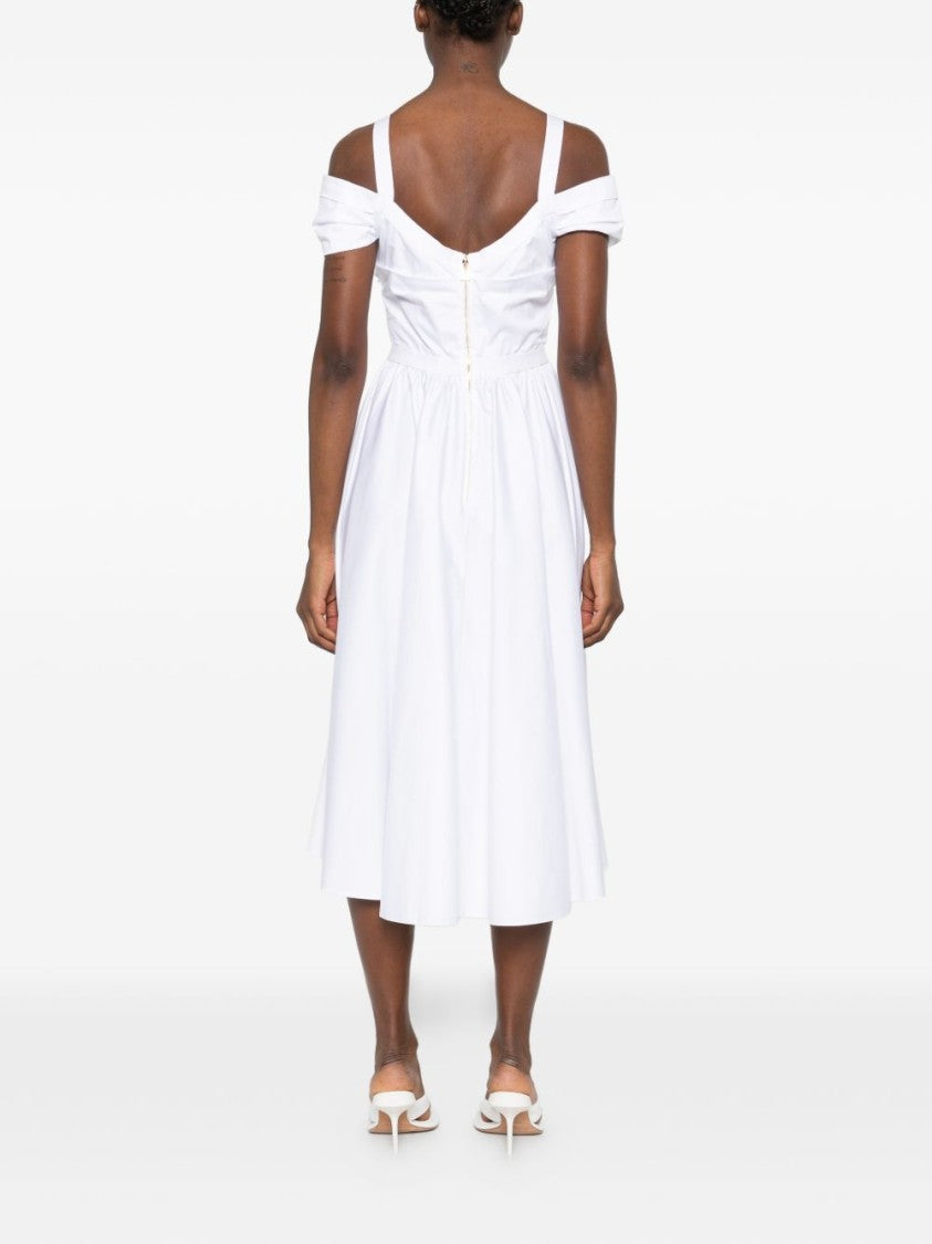 Elisabetta Franchi Off-Shoulder Midi Dress With Flared Skirt