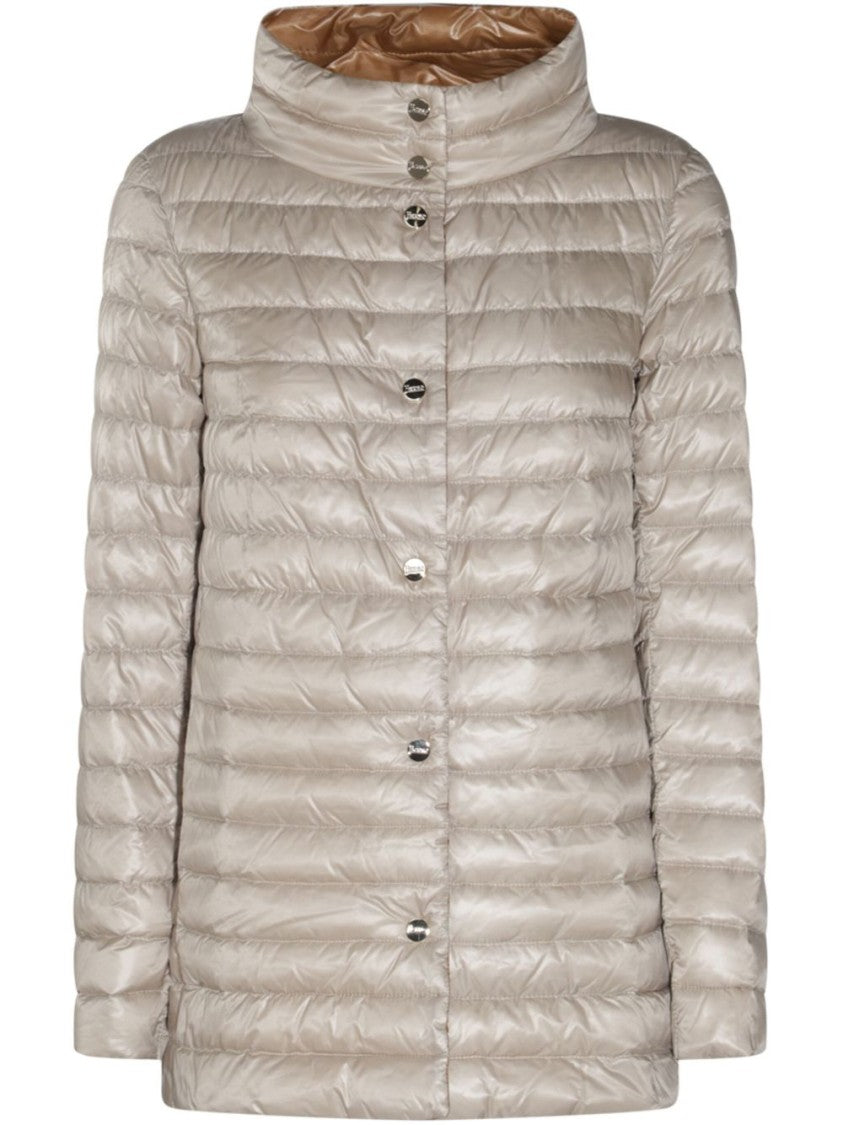 Herno Sand-Colored Padded Jacket With High Collar