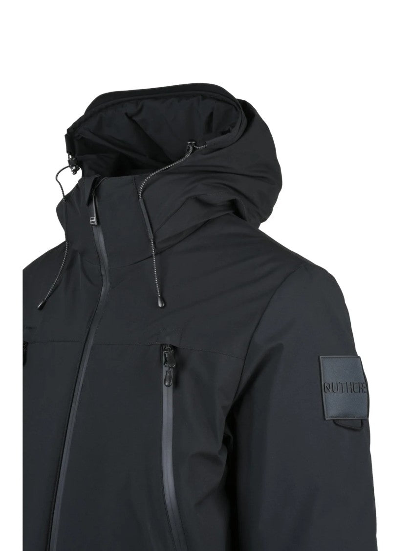 Outhere Black Internal Straps Padded Polyester Overcoat