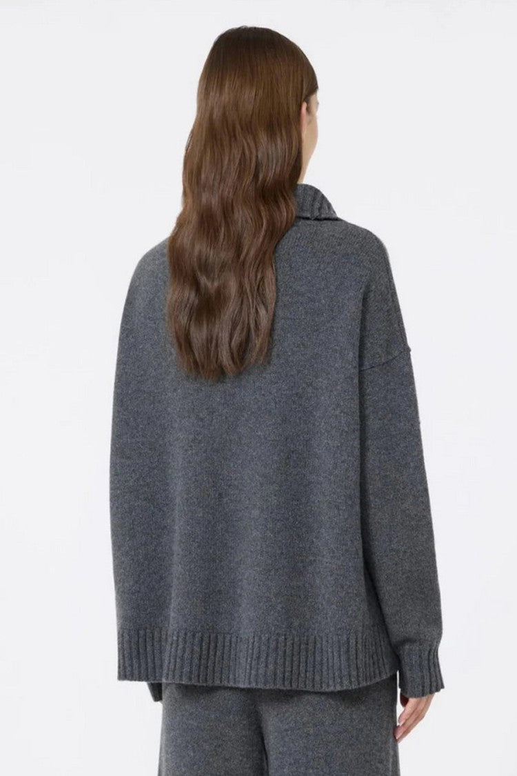 Max Mara Charcoal Mxmcrasso Half-Zip Cashmere Sweater