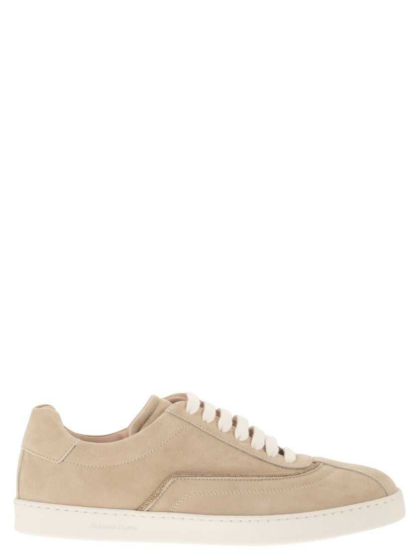 Fabiana Filippi Suede Trainers With Diamond Thread Embroidery