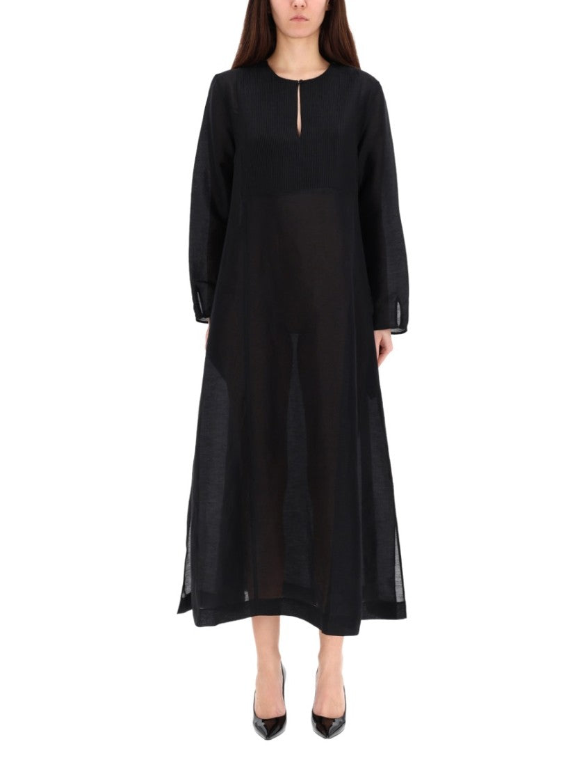 Tory Burch Long Caftan Linen-Silk Maxi Dress