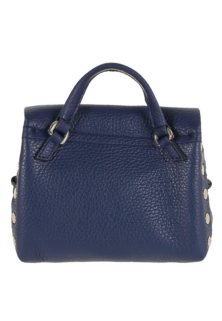 Zanellato Postina Super Baby Studded Laminated Leather Shoulder Bag