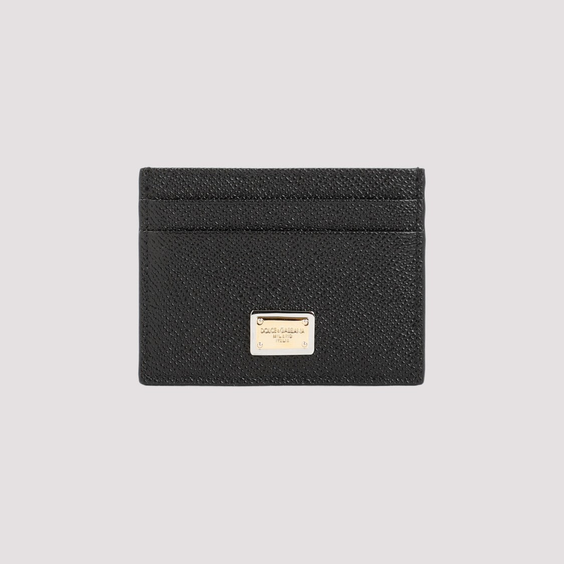 Dolce & Gabbana Black Leather Cardholder With Logo Plaque